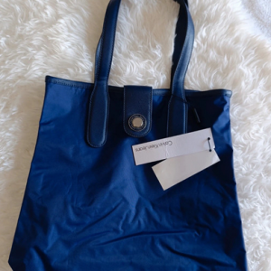 Bolso shopper plegable azul impermeable de hombro