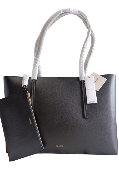 Bolso tote Calvin Klein negro con pouch interior