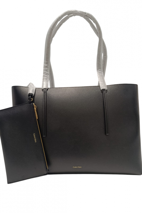 Bolso tote Calvin Klein negro con pouch interior