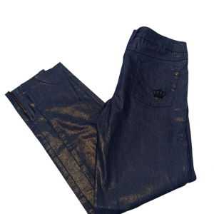 Pantalón Adidas “Respect Me” – Denim azul con acabado metalizado dorado