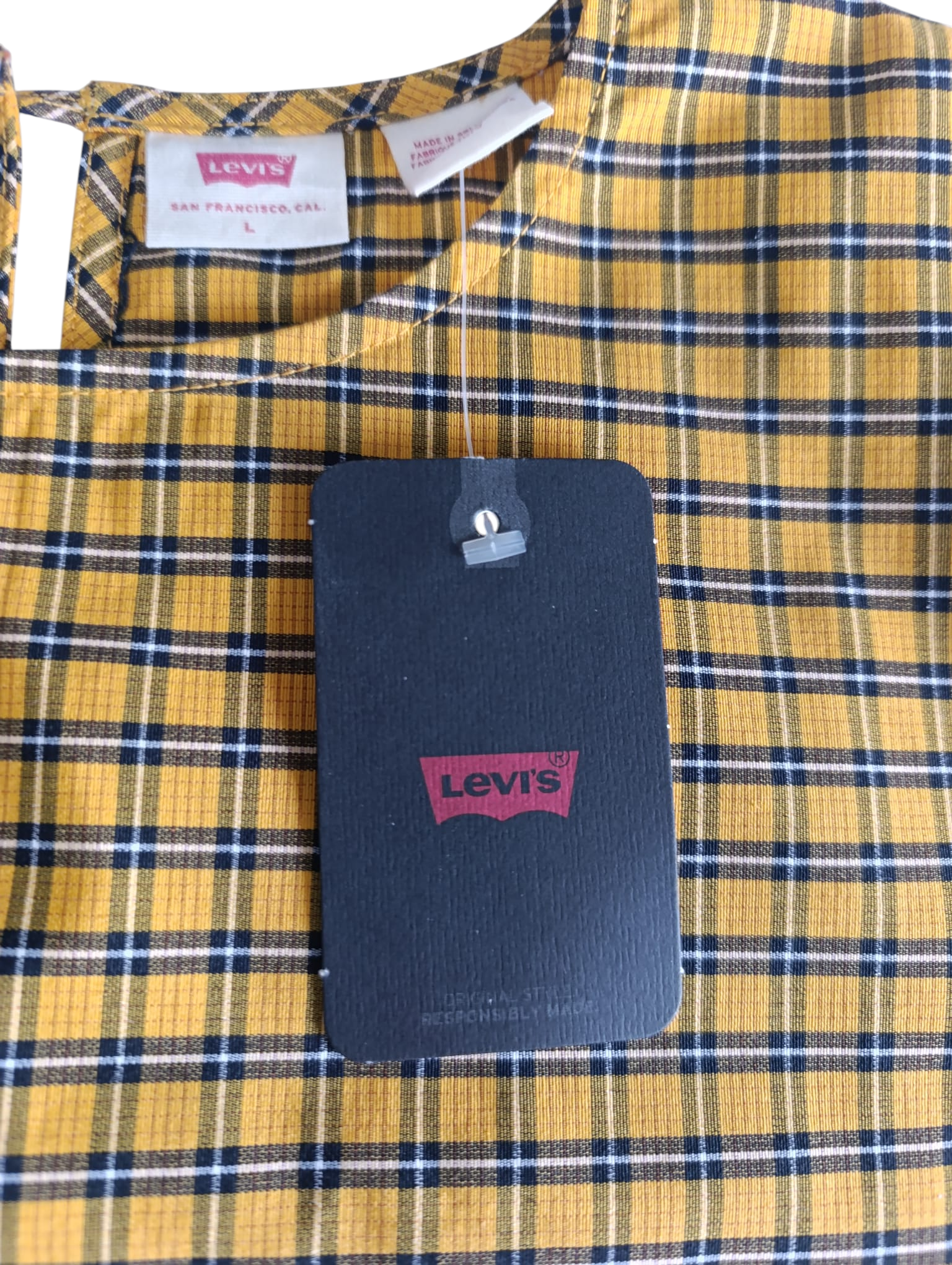 LEVI'S Vestido cuadros globo oversized - Imagen 4